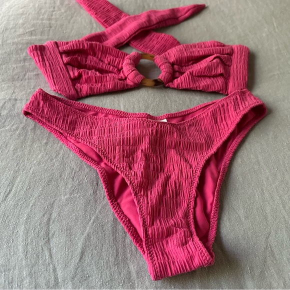 Montce Hibiscus Scrunch Tori Bandeau Bikini Top and Bottom - Picture 7 of 8